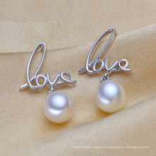 Love Shape Silver Natural Pearl Earrings